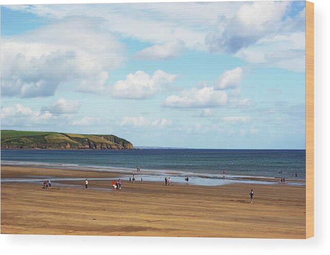 Scenics Wood Print featuring the photograph Clonea Strand, Co Waterford, Ireland by Gregoria Gregoriou Crowe Fine Art And Creative Photography.