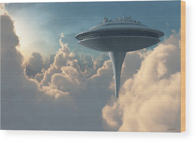 Star Wars Wood Print featuring the digital art Cloud City by Cynthia Decker