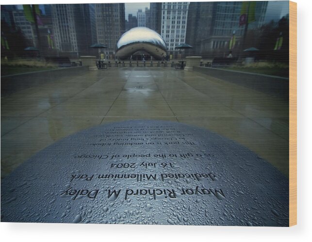 Bean Wood Print featuring the photograph Cloudgate with Dedication in foreground by Sven Brogren
