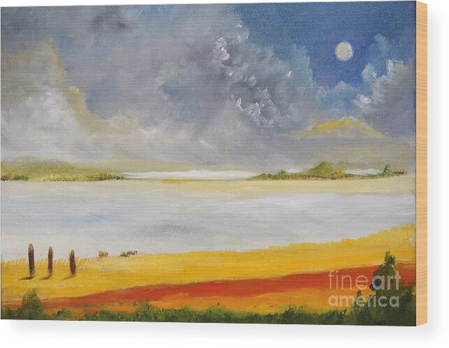  Puerto Rico Painting Wood Print featuring the painting Clouds Kisses by Alicia Maury
