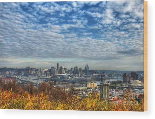Cincinnati Wood Print featuring the photograph Clouds Over Cincinnati by Mel Steinhauer
