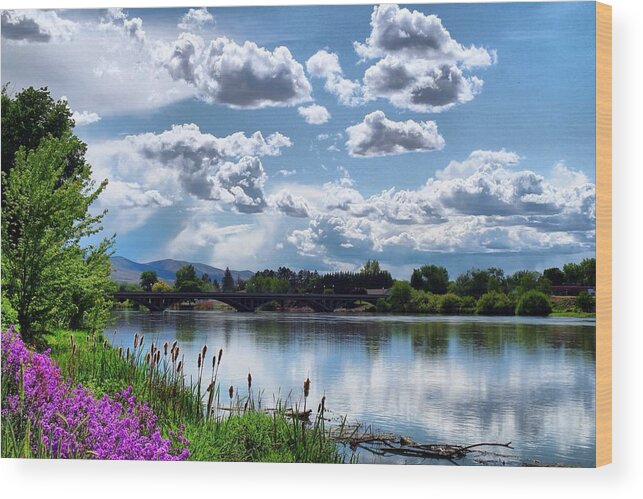 Clouds Wood Print featuring the photograph Clouds over the River by Lynn Hopwood