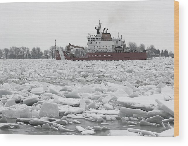 Coast Guard Wood Print featuring the photograph Coast Guard Cutter and Ice 6 by Mary Bedy