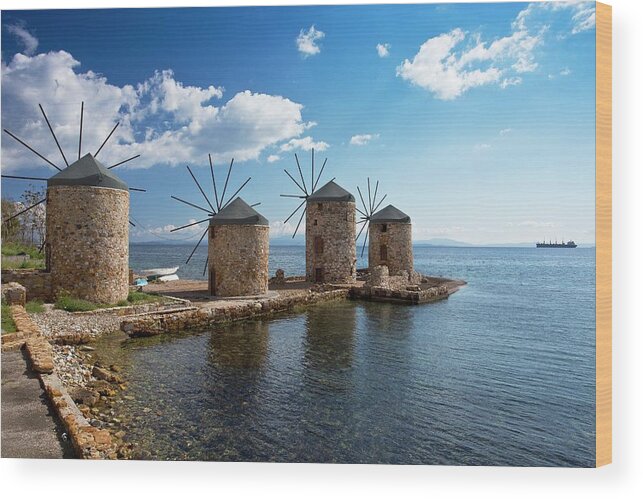 Nobody Wood Print featuring the photograph Coastal Windmills by Bob Gibbons