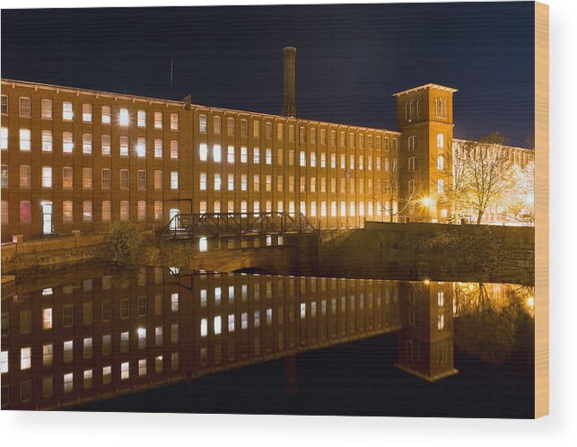 Dover New Hampshire Mill Wood Print featuring the photograph Cocheco Mill Reflection by Jeff Sinon