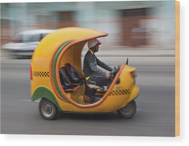 People Wood Print featuring the photograph Coco Taxi In Motion by Adam Jones