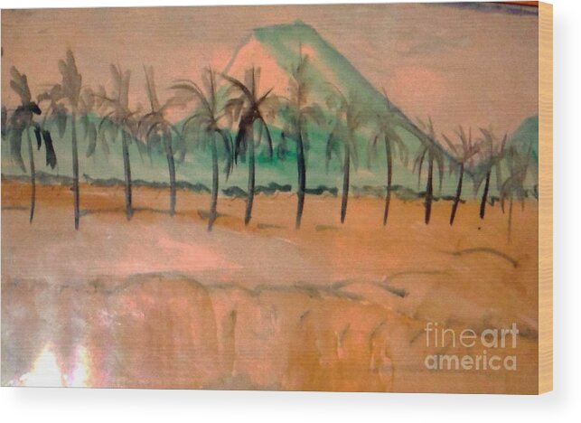 Coconut Trees Wood Print featuring the painting Coconut-grove by Ayyappa Das