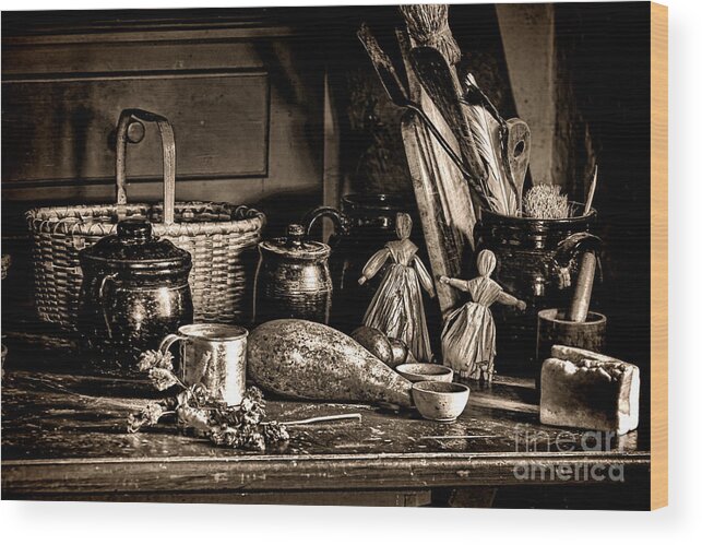 Colonial Wood Print featuring the photograph Colonial Table Set by Olivier Le Queinec