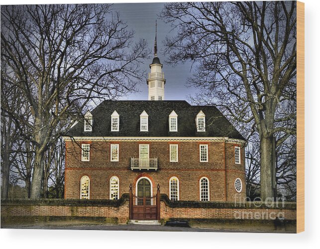 Colonial Wood Print featuring the photograph Colonial Williamsburg Capitol Building by Gene Bleile Photography 