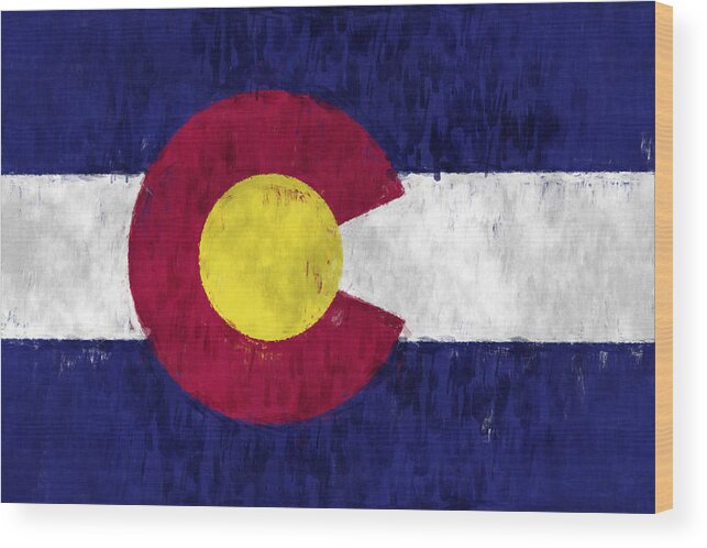 Colorado Wood Print featuring the digital art Colorado Flag by World Art Prints And Designs