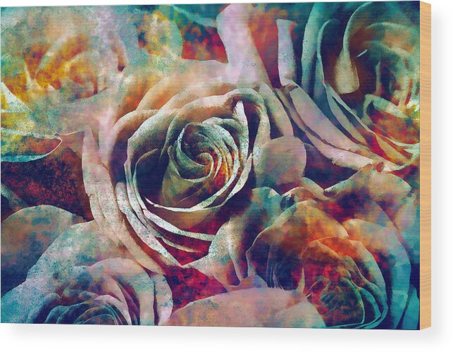 Roses Wood Print featuring the photograph Colorful Bouquet of Roses by Peggy Collins