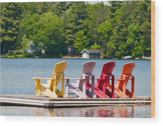 Colors Wood Print featuring the photograph Colorful chairs by Les Palenik
