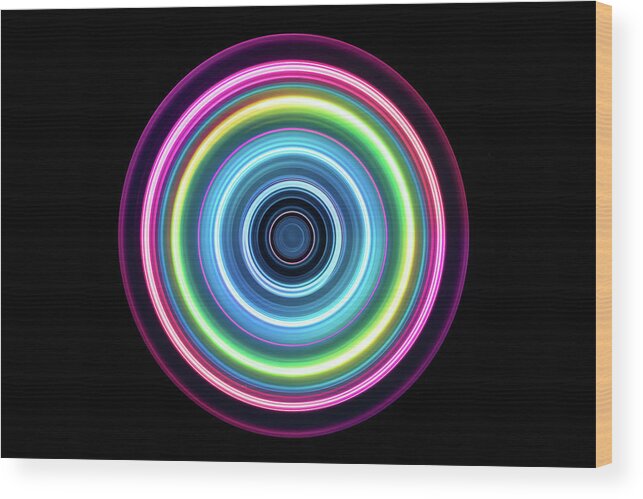 Focus Wood Print featuring the photograph Colorful Light Trail Swirl by Miragec