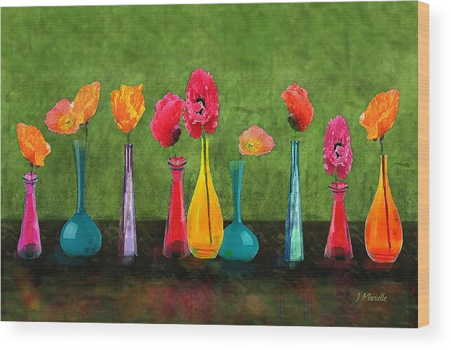 Poppies Wood Print featuring the digital art Colorful Poppies by J Marielle