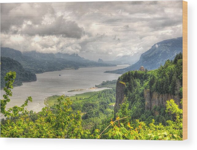Clouds Wood Print featuring the photograph Columbia River Gorge - Oregon by Bruce Friedman