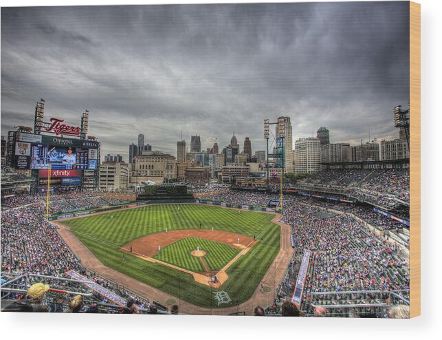 Detroit Tigers Wood Print featuring the photograph Comerica Park Home of the Tigers by Shawn Everhart