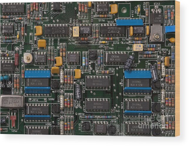 Access Wood Print featuring the photograph Computer Circuit Board by Jim Corwin Access Wood Print featuring the photograph Computer Circuit Board by Jim Corwin