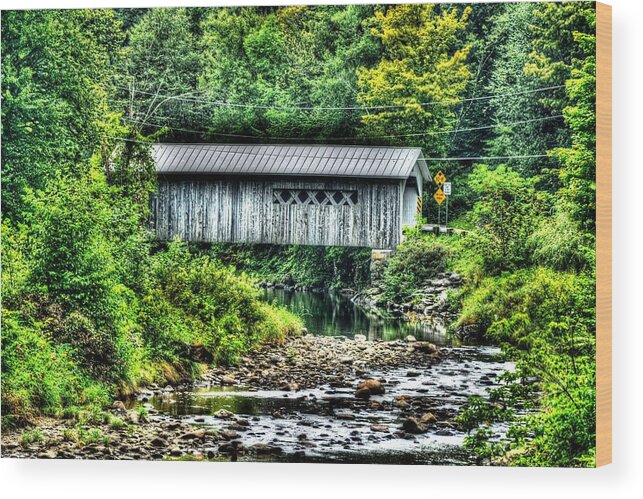 Vermont Covered Bridge Wood Print featuring the photograph Comstock Covered Bridge by John Nielsen