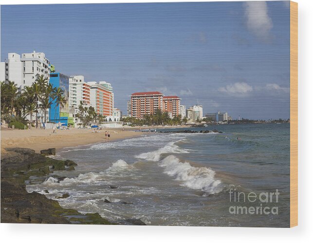 Built Structure Wood Print featuring the photograph Condado Beach San Juan Puerto Rico by Bryan Mullennix