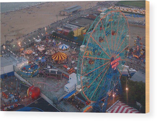 Coney Wood Print featuring the photograph Coney Island by James Kirkikis