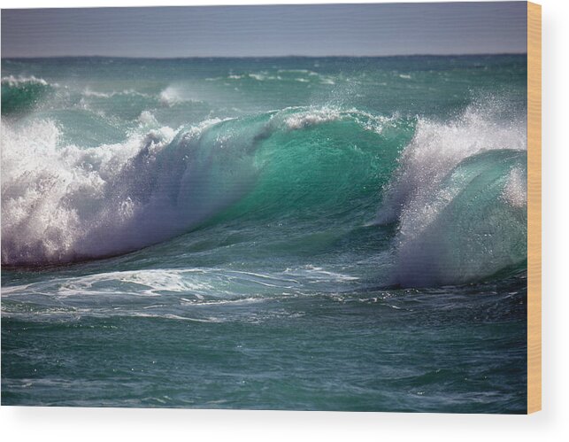 Waves Wood Print featuring the photograph Converging Waves by Lori Seaman