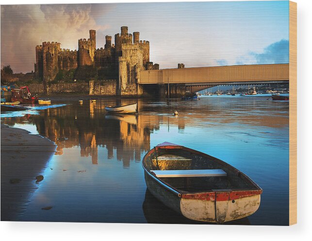 Conwy Wood Print featuring the photograph Conwy Castle Reflection by Mal Bray