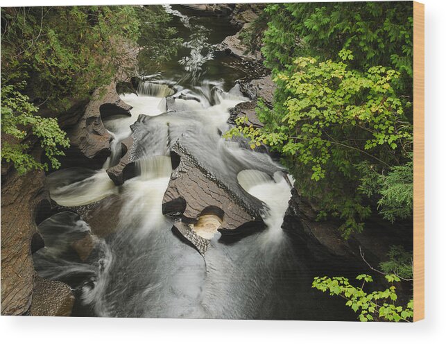 Gogebic County Wood Print featuring the photograph Cookie Cutter Falls by Thomas Pettengill