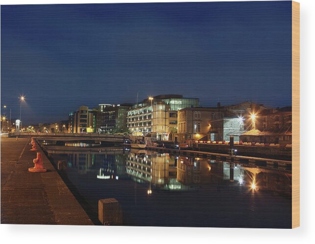 Standing Water Wood Print featuring the photograph Cork City At Night by Dori Oconnell