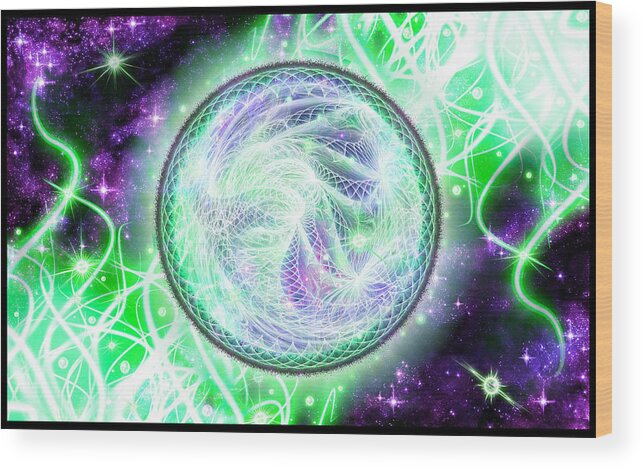 Corporate Wood Print featuring the digital art Cosmic Lifestream by Shawn Dall
