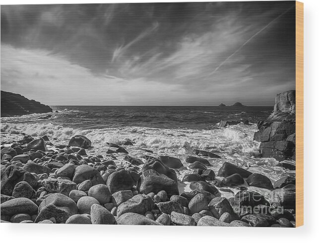 Cornwall Canvas Wood Print featuring the photograph Cot Valley Porth Nanven 4 Black and White by Chris Thaxter