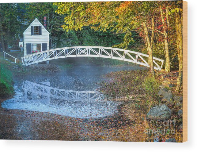 Maine Wood Print featuring the photograph Country bridge in autumn by Izet Kapetanovic