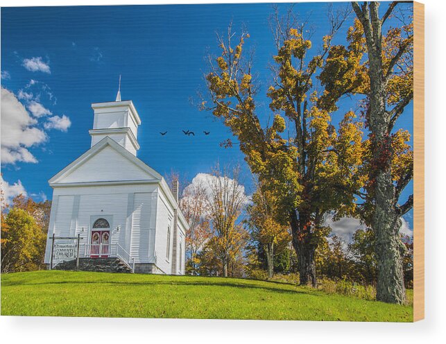 Church Wood Print featuring the photograph Country Church by Cathy Kovarik