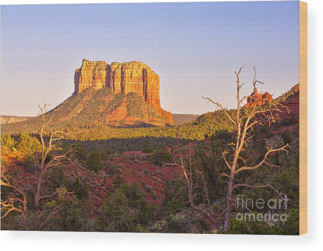 Courthouse Butte Wood Print featuring the photograph Courthouse Butte at sunset Sedona Arizona by Ken Brown