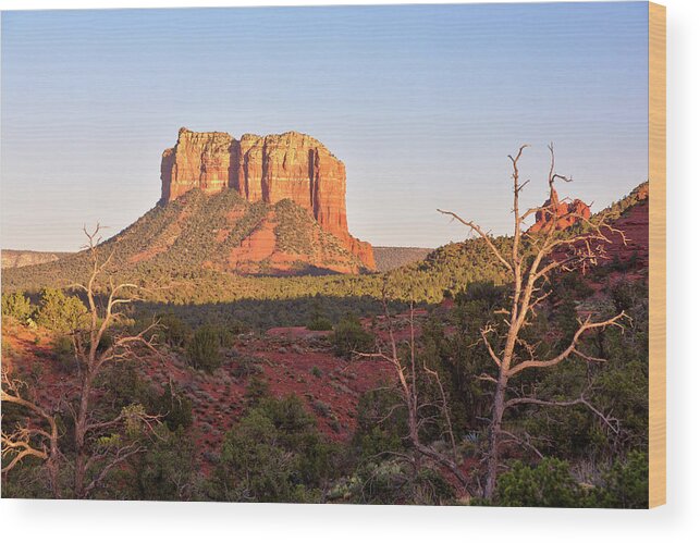 Scenics Wood Print featuring the photograph Courthouse Butte At Sunset, Sedona by Picturelake