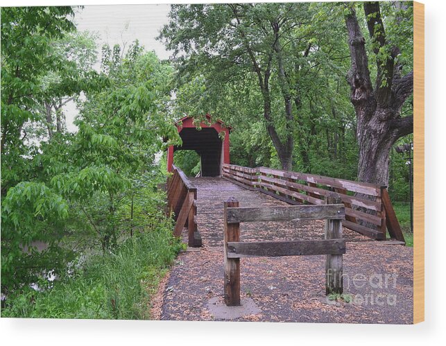 Illinois Wood Print featuring the photograph Covered Bridge by Cat Rondeau