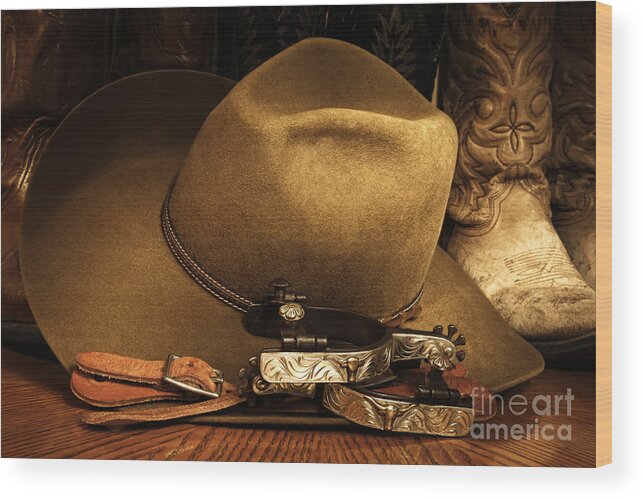 Cowboy Wood Print featuring the photograph Cowboy Gear by Lincoln Rogers