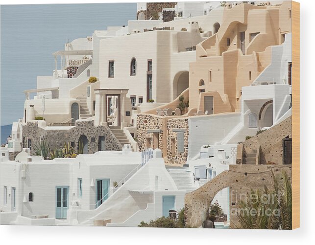 Santorini Wood Print featuring the photograph Cozy Hotels by Aiolos Greek Collections