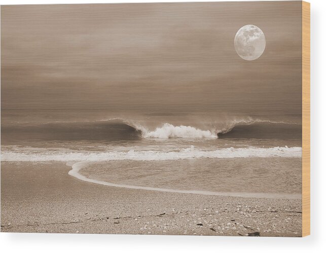 Full Wood Print featuring the photograph Crashing Moon by Sean Allen