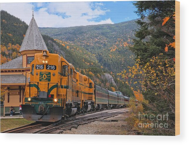 Conway Railroad Wood Print featuring the photograph Crawford Notch Train Depot by Adam Jewell