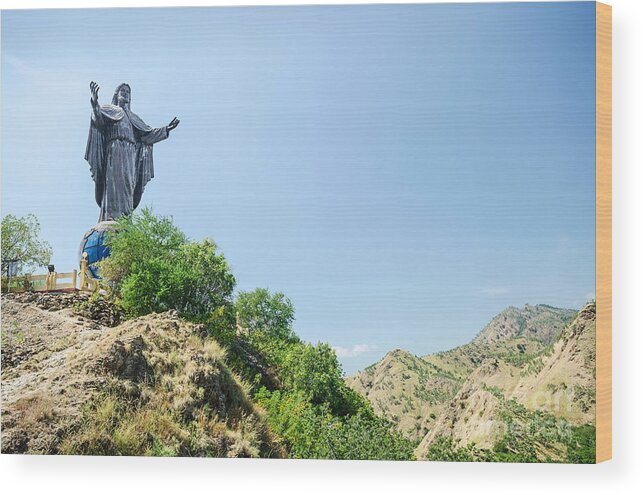 Cristo Wood Print featuring the photograph Cristo Rei Statue Near Dili East Timor Timor Leste by JM Travel Photography