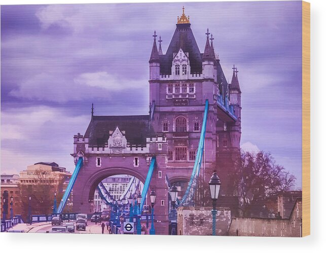 London Wood Print featuring the digital art Crossing the Bridge by Ray Shiu