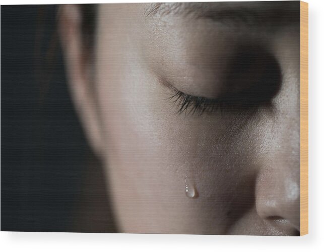 Problems Wood Print featuring the photograph Crying young woman by Yuichiro Chino