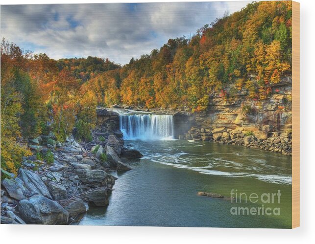 Landscapes Wood Print featuring the photograph Cumberland Falls In Autumn by Mel Steinhauer