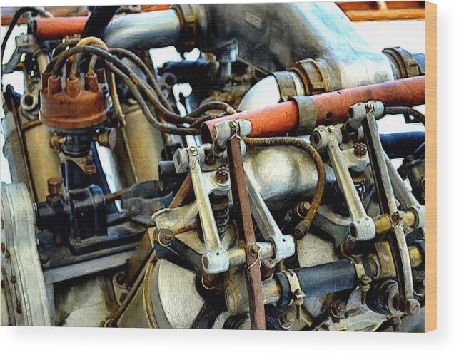 Airplane Engine Wood Print featuring the photograph Curtiss OX-5 Airplane Engine by Michelle Calkins