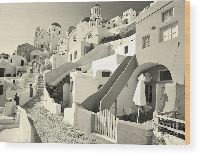 Santorini Wood Print featuring the photograph Cycladic Style Houses by Aiolos Greek Collections