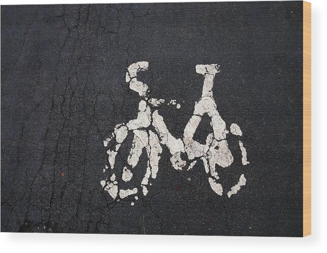 Asphalt Wood Print featuring the photograph Cycle lane by Steve Ball