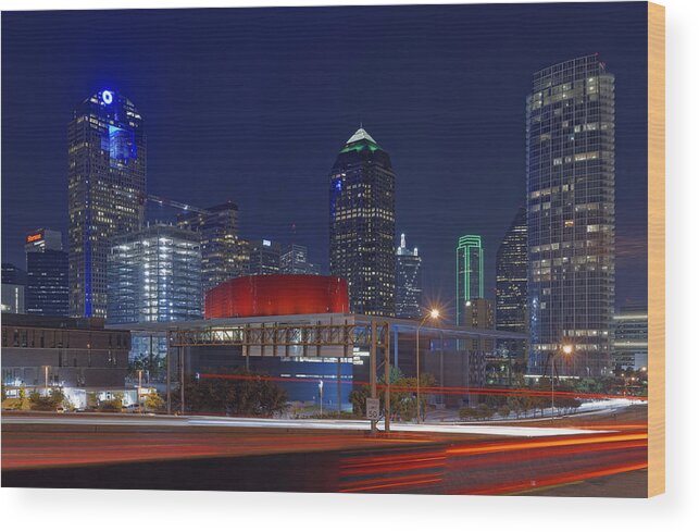 Dallas Wood Print featuring the photograph Dallas Arts District At Night HD by Jonathan Davison