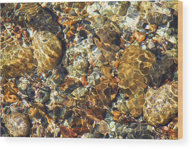 Stream Wood Print featuring the photograph Dappled Light on Pebbles by James Knight