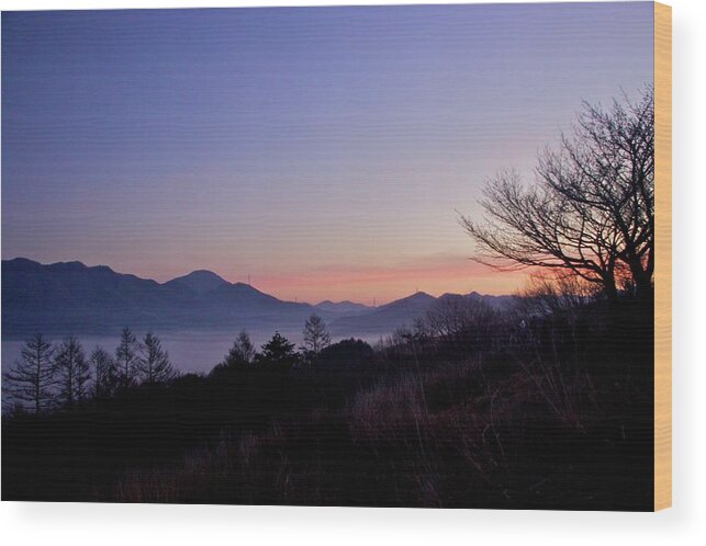 Tranquility Wood Print featuring the photograph Dawn At Lake Yamanaka by Jun Okada
