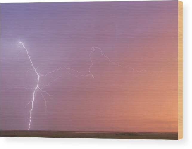 Kansas Wood Print featuring the photograph Dawn Lightning by Rob Graham